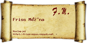 Friss Mína névjegykártya